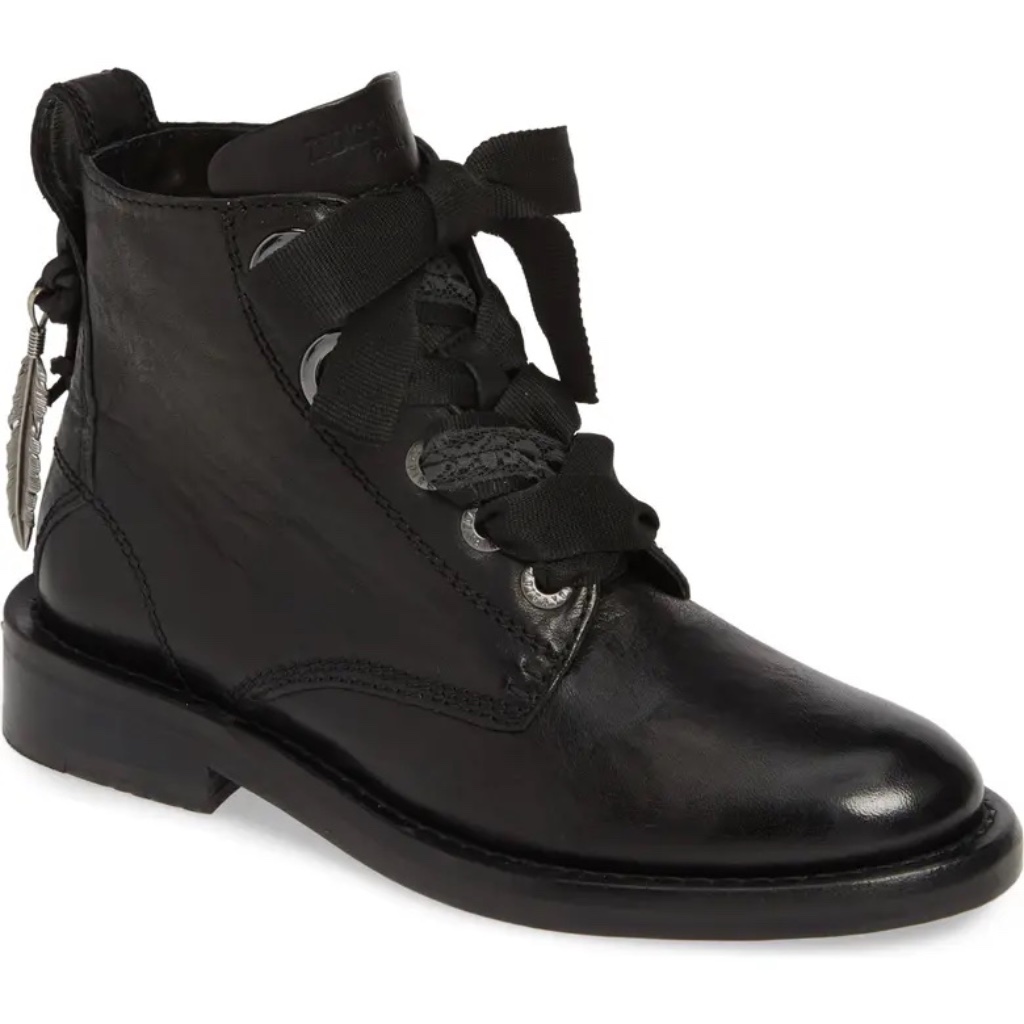 Zadig & Voltaire Laureen Roma Black Leather Combat Boots